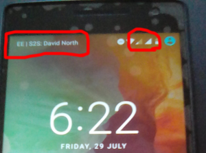 Custom network name and two signal strength indicators