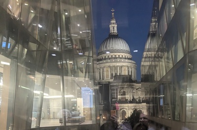 View from the lift to the rooftop bar